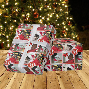 Papier Cadeau Un Monogramme de Noël Rouge Créez votre propre p