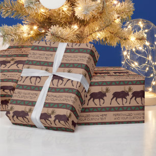 Papier Cadeau Un Moose Rustique Faux En Cuir-Regardez N'Importe 