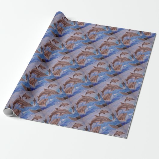 Papier Cadeau Un morceau de dauphins de saut (Déroulé)