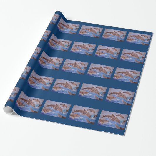Papier Cadeau Un morceau de dauphins de saut (Déroulé)