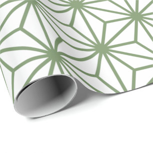 Papier Cadeau Un motif continu de formes géométriques vertes ent