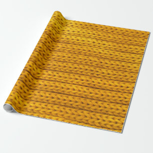 Papier Cadeau Un motif de tissu de fil jaune tricoté.