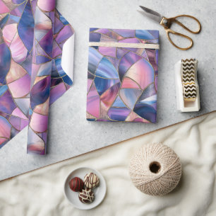 Papier Cadeau Un motif de verre coloré tons violets luxueux