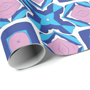 Papier Cadeau Un motif géométrique symétrique comportant du bleu