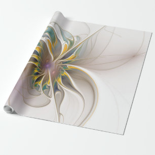 Papier Cadeau Un ornement fractal coloré. Art Abstrait