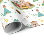 Papier Cadeau Un ours mignon avec pot de miel (Coin rond)