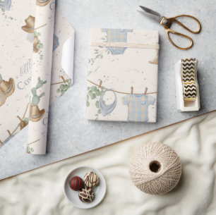 Papier Cadeau Un petit Baby shower de cowboy