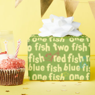 Papier Cadeau Un Poisson Deux Poissons Typographie Motif