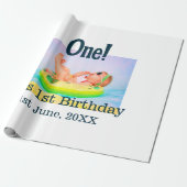Papier Cadeau Un premier anniversaire photo moderne ajouter nom (Déroulé)