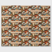 Papier Cadeau Un Rassemblement Cosy De Famille De Noël (Plat)