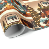 Papier Cadeau Un Rassemblement Cosy De Famille De Noël (Coin rond)