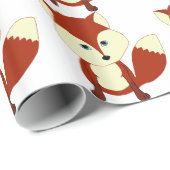 Papier Cadeau Un renard rouge mignon (Coin rond)