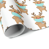 Papier Cadeau Un renne de Père Noël amusant dans le Faciemask No (Coin rond)