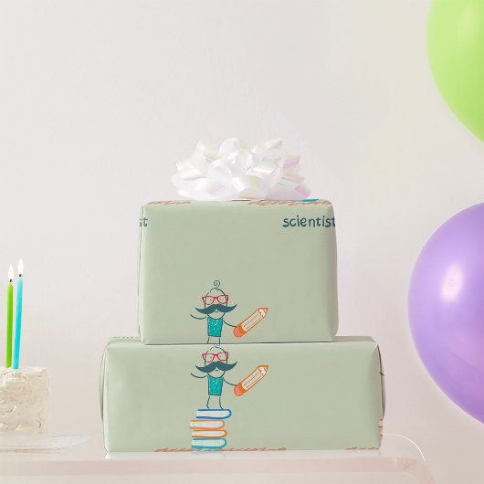 Papier Cadeau Un scientifique debout sur les livres