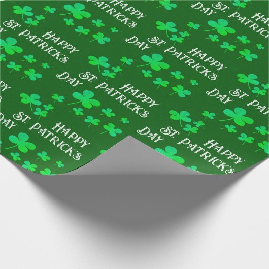 Papier Cadeau Un Shamrock vert en vedette Joyeuse Saint Patrick` (Coin)