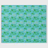 Papier Cadeau Un Shamrock vert en vedette Joyeuse Saint Patrick` (Plat)