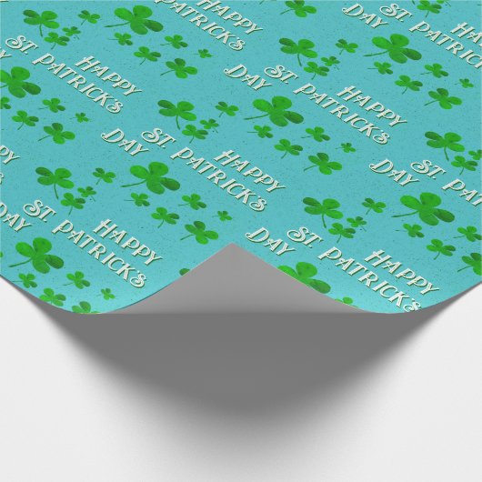 Papier Cadeau Un Shamrock vert en vedette Joyeuse Saint Patrick` (Coin)