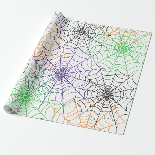 Papier Cadeau Un simple Motif Web d'Halloween Spider (Déroulé)