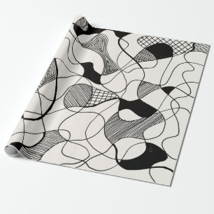 Papier Cadeau un stylo abstrait monochrome et un croquis d'encre
