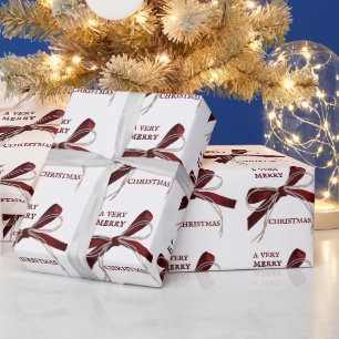 Papier Cadeau Un très joyeux Noël avec des vaches satinées rouge