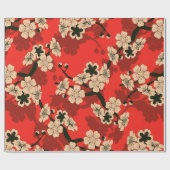 Papier Cadeau un tuile sans soudure de style japonais avec ceris (Plat)