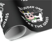 Papier Cadeau Un Udder On Mord L'Herbe Funny Vache Pun Dark BG (Coin rond)