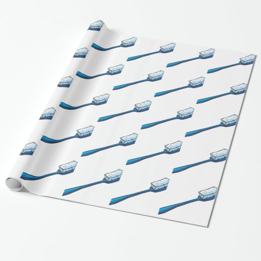 Papier Cadeau Une brosse à dents bleue (Déroulé)