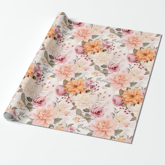 Papier Cadeau Une conception de série florale d'automne 2 (Déroulé)