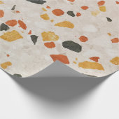 Papier Cadeau Une couleur terrazzo rouge et vert et jaune en con (Coin)