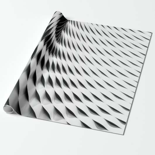PAPIER CADEAU UNE FAÇADE COURVÉE COUVERTE DE LATICEWORK BLANC (Déroulé)