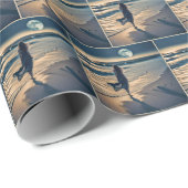 Papier Cadeau Une Femme Marchant Sur La Plage (Coin rond)