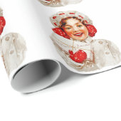 Papier Cadeau Une fille de Joyeux Noël (Coin rond)