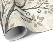 Papier Cadeau Une forêt d'hiver paisible avec des loups blancs (Coin rond)