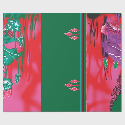 Papier Cadeau une peinture d'une grenouille dans un champ d'herb (Plat)