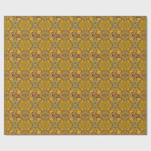 Papier Cadeau Une Perdrix Dans Un Arbre À Poires Noël D'Or (Plat)