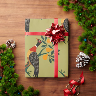 Papier Cadeau Une Perdrix Dans Un Crayon De Découpe De Poirier R