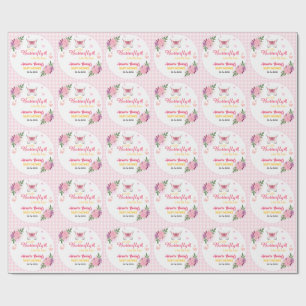 Papier Cadeau Une petite fée rose est en route Baby Shower