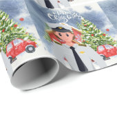 Papier Cadeau Une pilote avec thème de Noël (Coin rond)