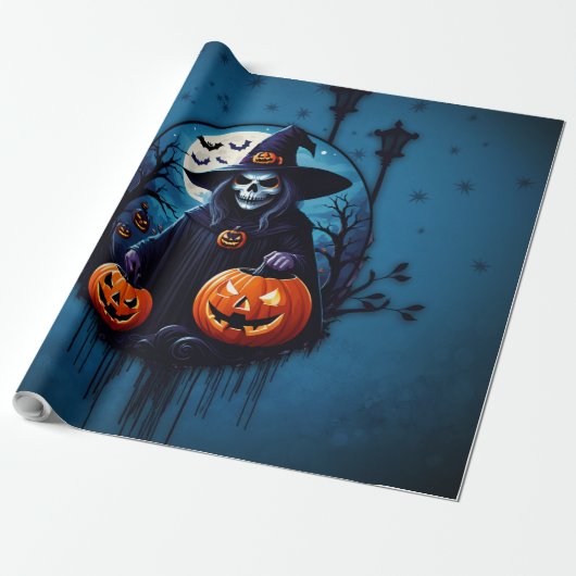 Papier Cadeau Une scène d'Halloween éffrayante (Déroulé)