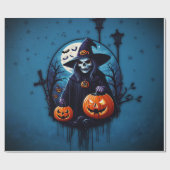 Papier Cadeau Une scène d'Halloween éffrayante (Plat)