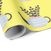 Papier Cadeau Une théière moderne simple au pastel plante (Coin rond)