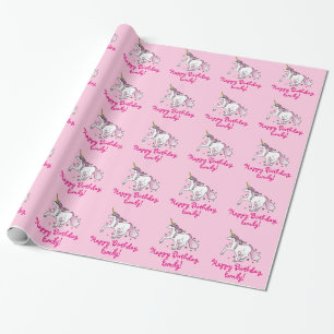 Papier Cadeau Unicorn Among Stars Birthday Name Personnalisable