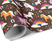 Papier Cadeau unicorn arc-en-ciel enfants cheval arrière - plan (Coin rond)