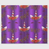 Papier Cadeau Unicorn Christmas Believe Purple (Plat)