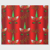 Papier Cadeau Unicorn Christmas Believe Red (Plat)
