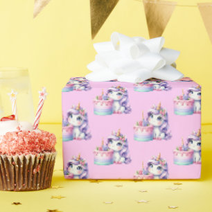 Papier Cadeau Unicorn Cute Magique Anniversaire