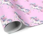 Papier Cadeau Unicorn Cute Magique Anniversaire (Coin rond)