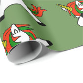 Papier Cadeau Unicorn Dabbing Festive Noël (Coin rond)