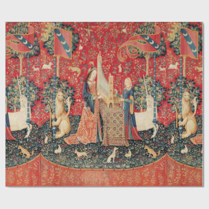 PAPIER CADEAU UNICORN ET DAME JOUER ORGE AVEC ANIMAUX