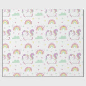 Papier Cadeau Unicorn Fille anniversaire (Plat)